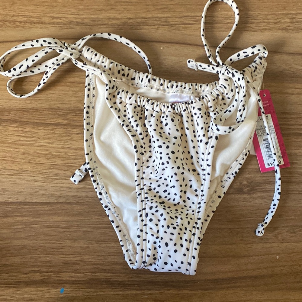 cream polka dot bikini bottoms